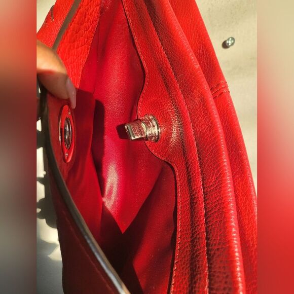 Coach Park Clutch Wristlet Wine Deep Red Leather 13 x 6 - Picture 9 of 12